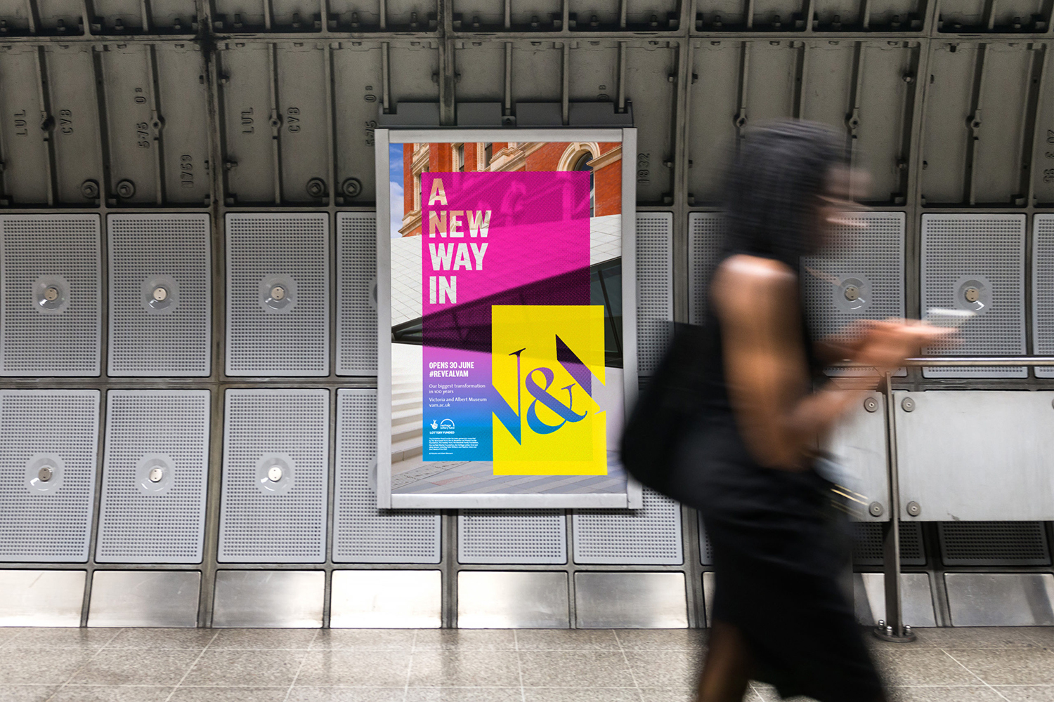 Fluorescent Colour In Poster Design – V&A Exhibition Road Quarter by dn&co.