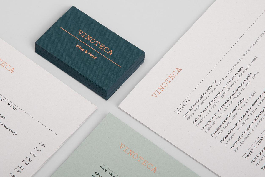 Branding for London restaurant group Vinoteca by British graphic design studio dn&co.