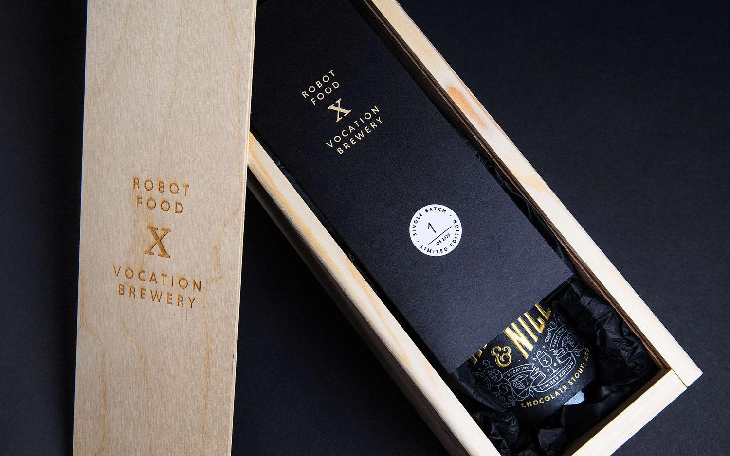 Package design for Vocation Brewery's Limited Edition Christmas Stout by graphic design studio Robot Food, United Kingdom