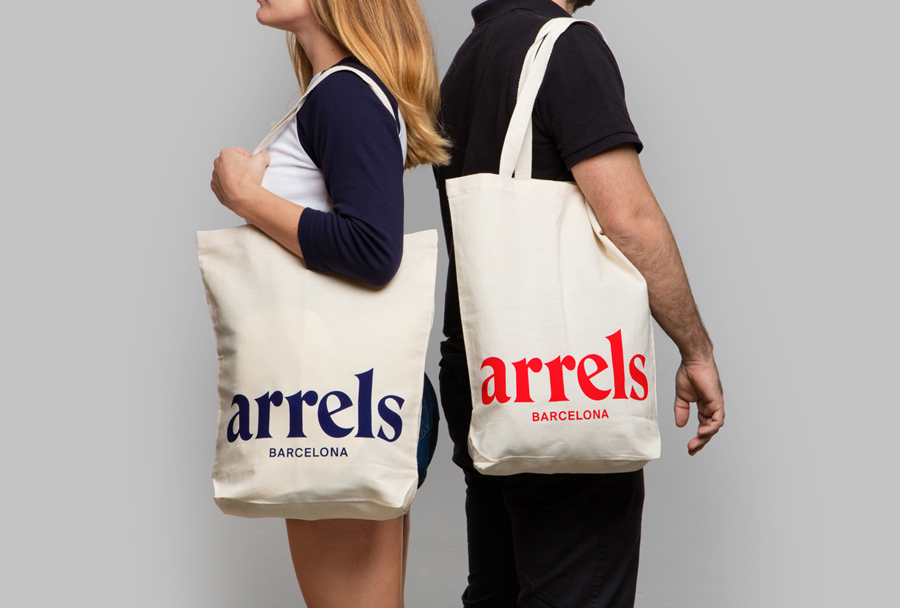 Branded tote bags for Barcelona based shoe brand Arrels by graphic design studio Hey