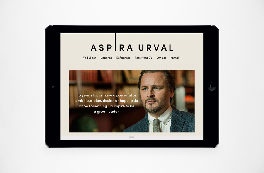 Logotype and website designed by BVD for banking, finance and insurance recruitment agency Aspira Urval
