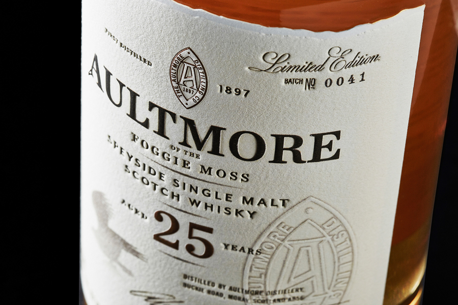 Packaging for single malt Scotch whisky brand Aultmore designed by Stranger & Stranger