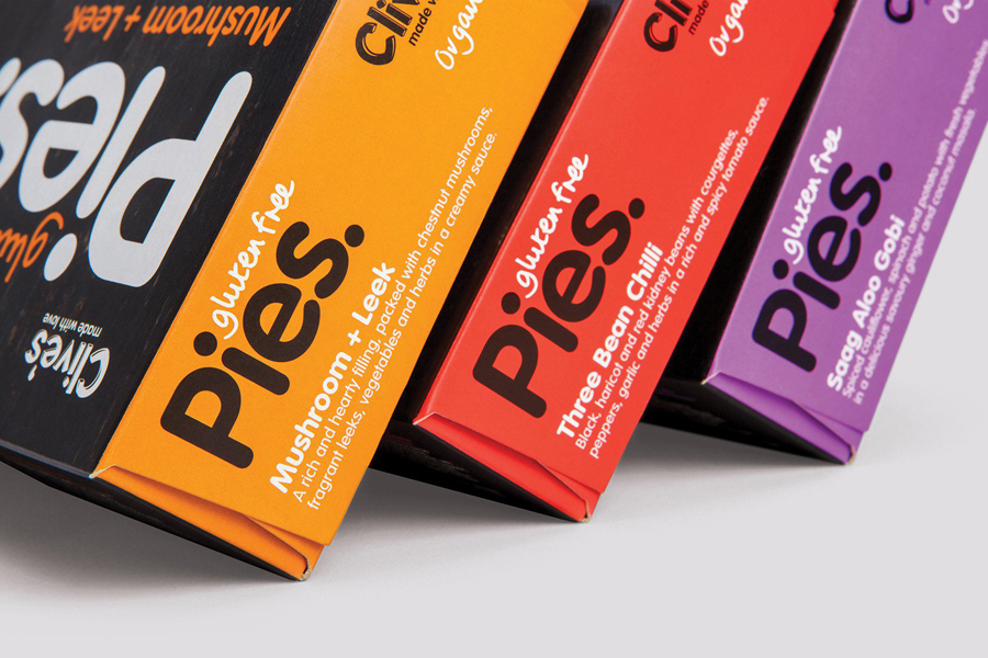 Packaging and photography by Believe In for Clive's Gluten Free Pies