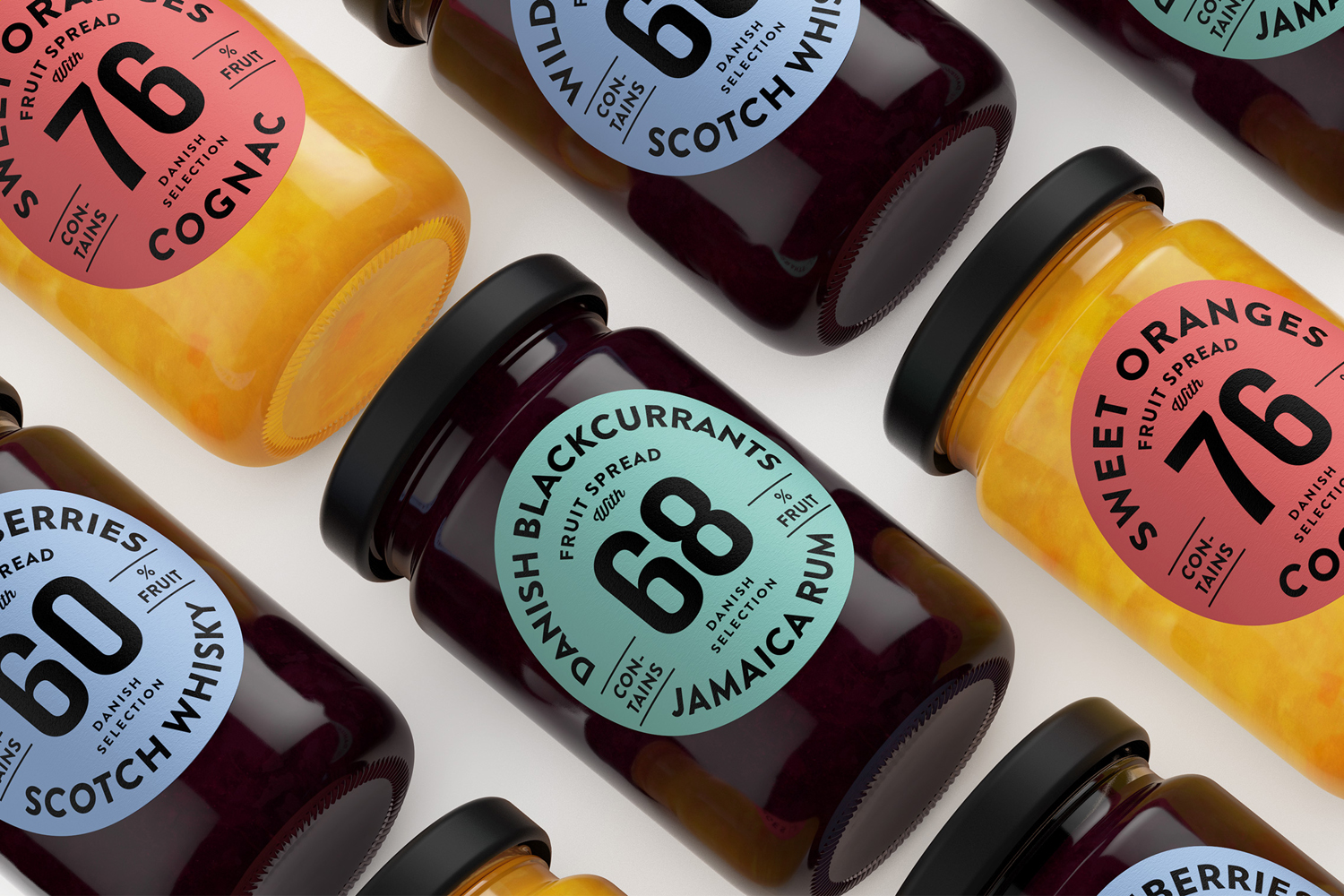 Package design for fruit spread range Danish Selection by Kontrapunkt