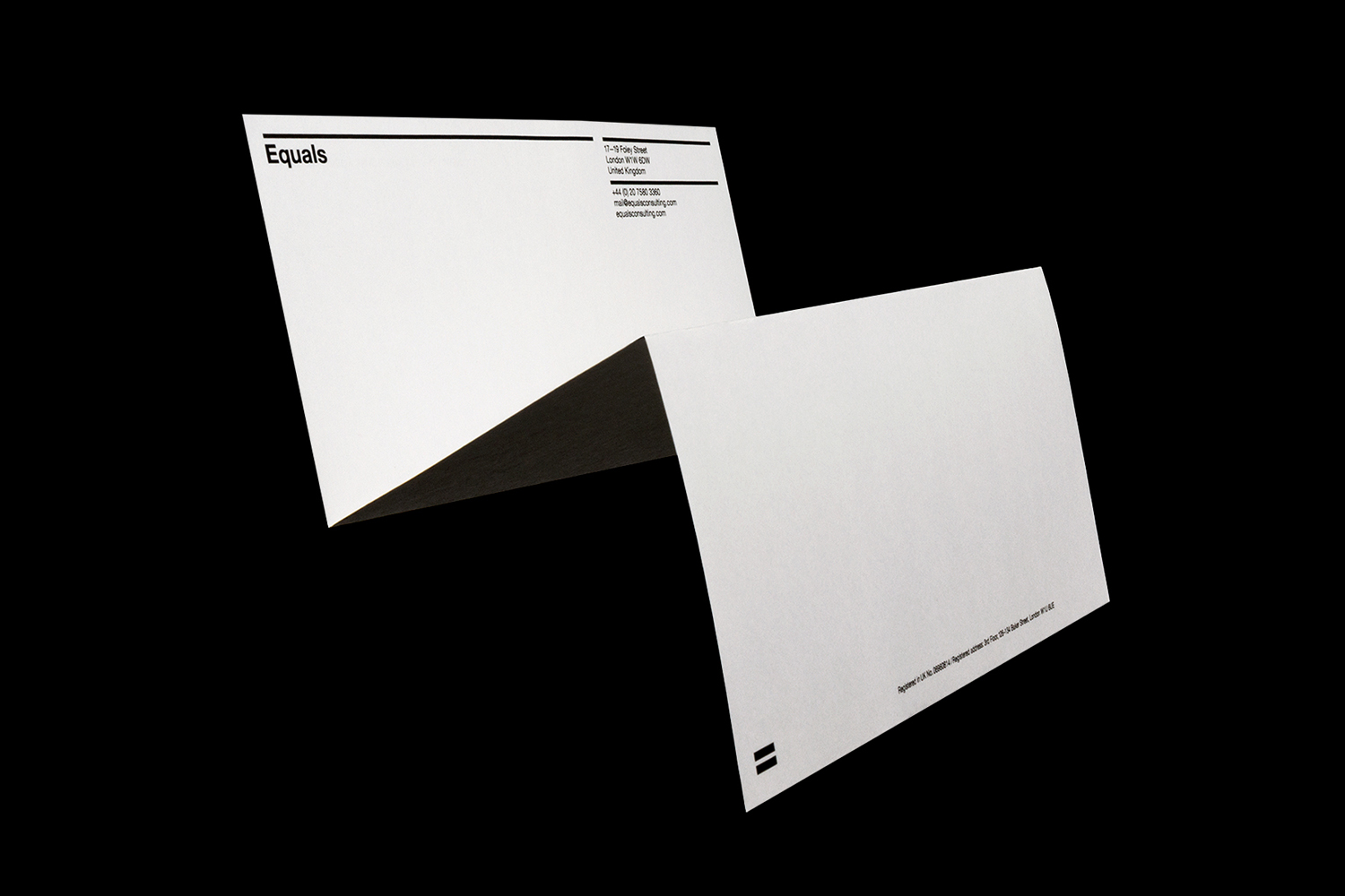 Brand identity and headed paper for Equals Consulting by Spin, United Kingdom