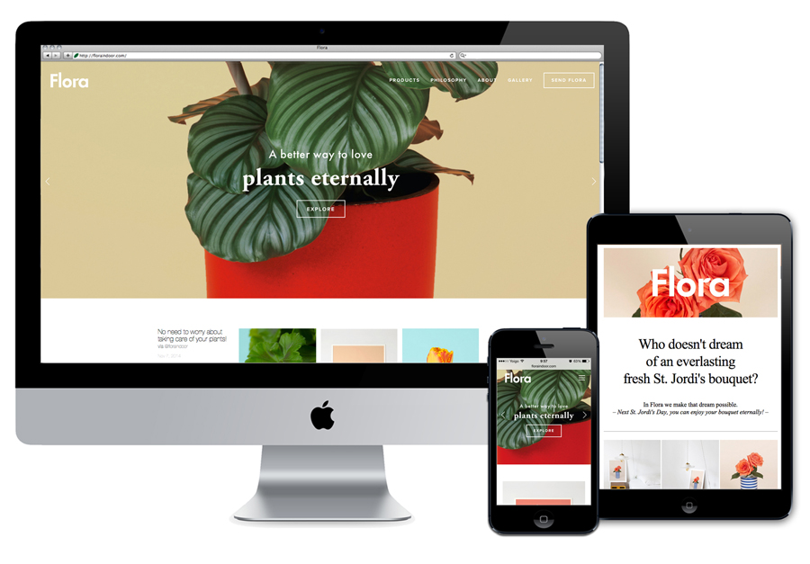 Visual identity and website designed by P.A.R for Barcelona based flower business Flora
