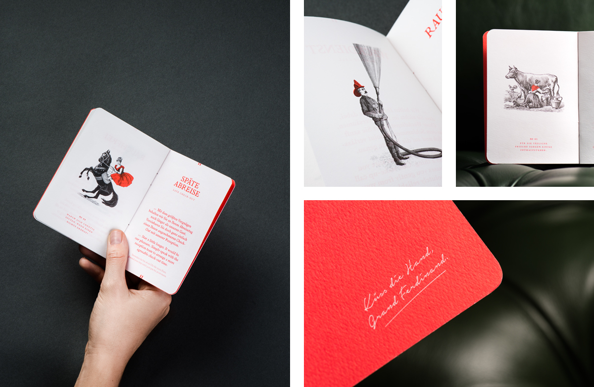 Brand identity and print for Vienna's Grand Ferdinand hotel by Austrian graphic design studio Moodley