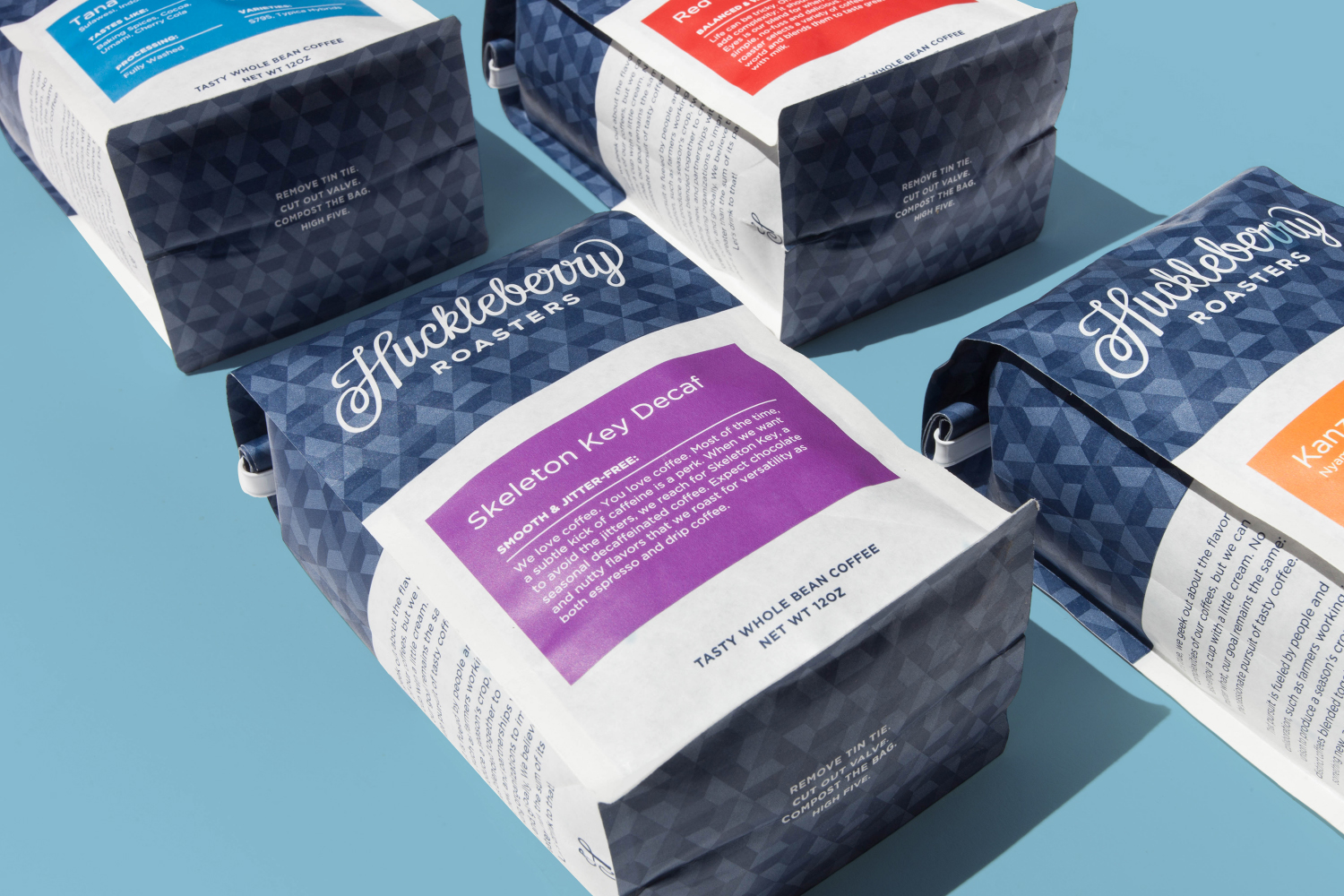 New packaging for Colorado coffee roaster Huckleberry by Mast