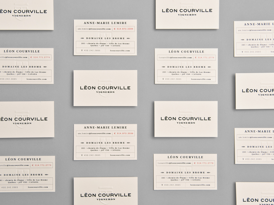 Blind embossed business card for wine producer Léon Courville Vigneron by lg2 boutique