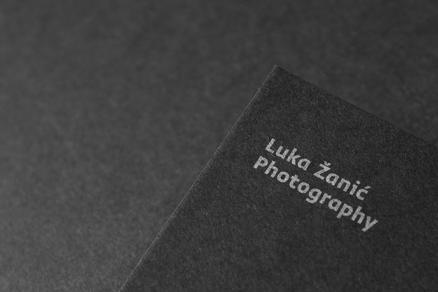 Uncoated business cards with silver metallic spot colour detail by Studio8585 for architectural photographer Luka Žanić