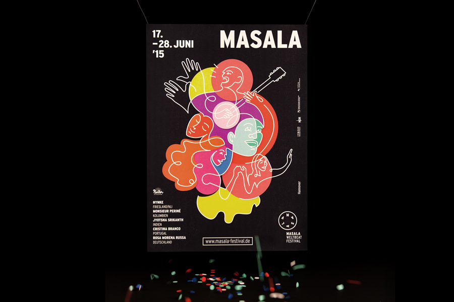 Poster designed by Hardy Seiler for German multi-cultural music festival Masala