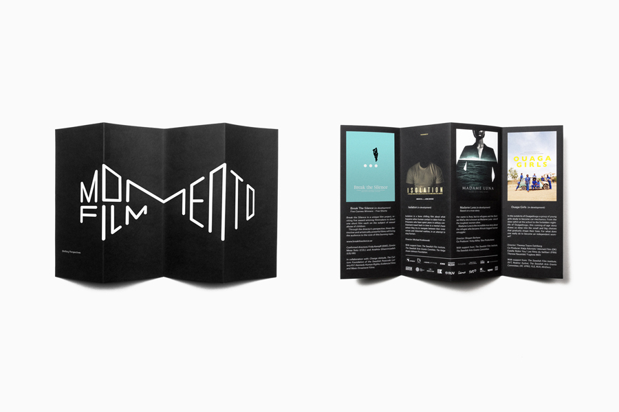 Visual identity and print for Momento Film by Swedish graphic design studio Bedow