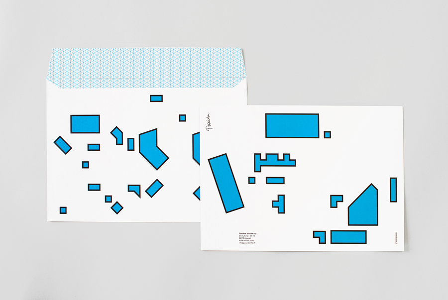 Visual identity and envelopes by Kokoro & Moi for architecture and construction business Poseidon Helsinki.
