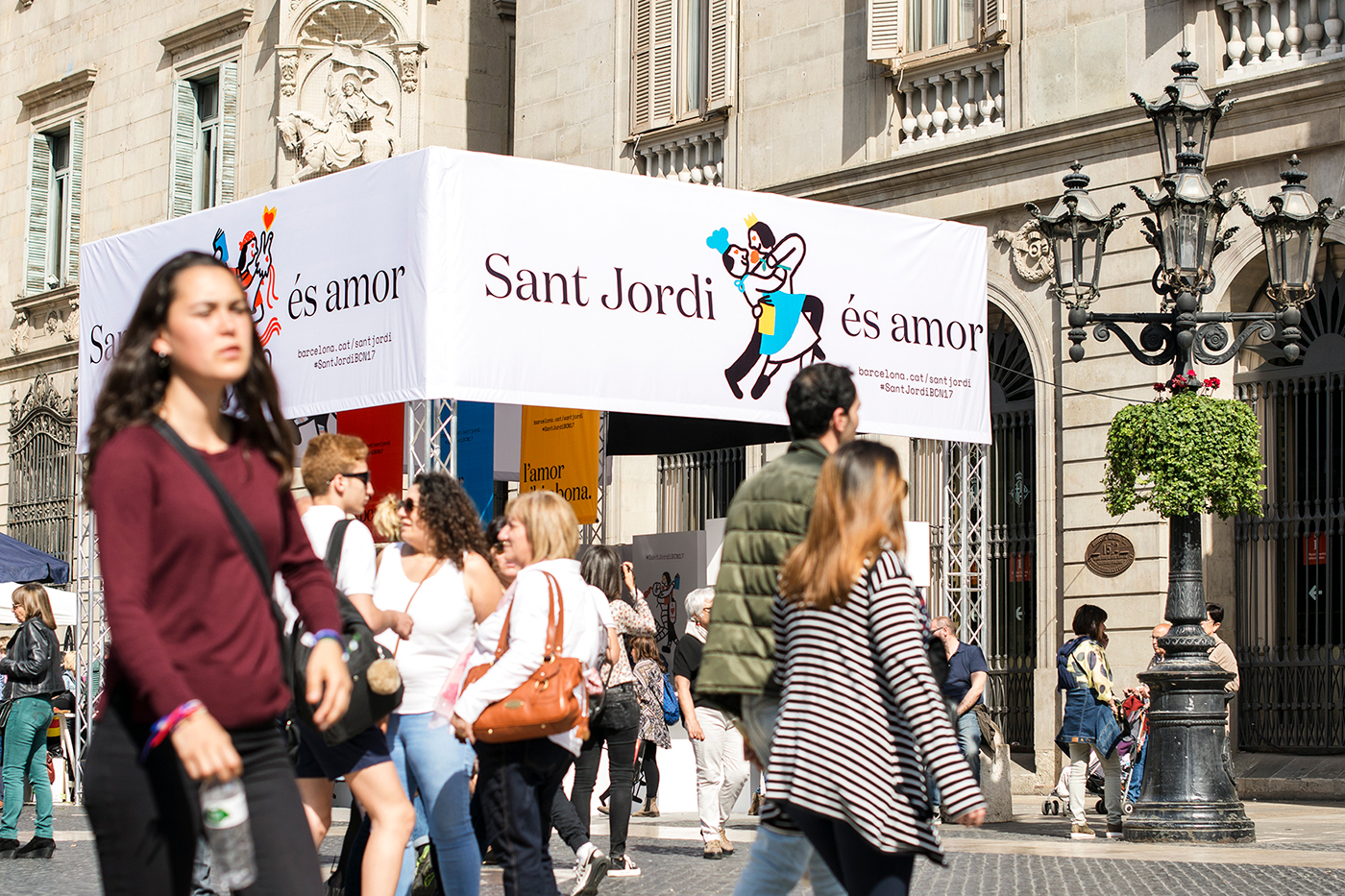 Banners designed by Requena featuring illustration by Olga Capdevila for Sant Jordi Festival 2017