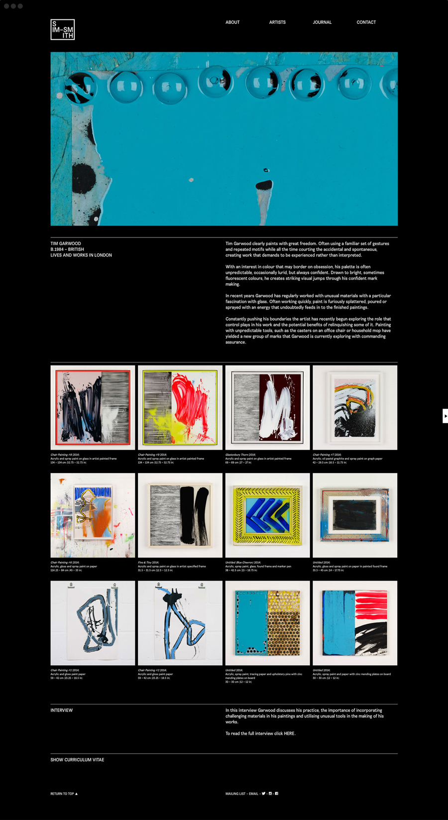 Sim Smith Gallery website designed by Spin