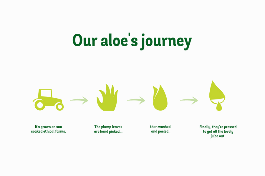 Type and iconography by Designers Anonymous for aloe vera drink Simplee Aloe