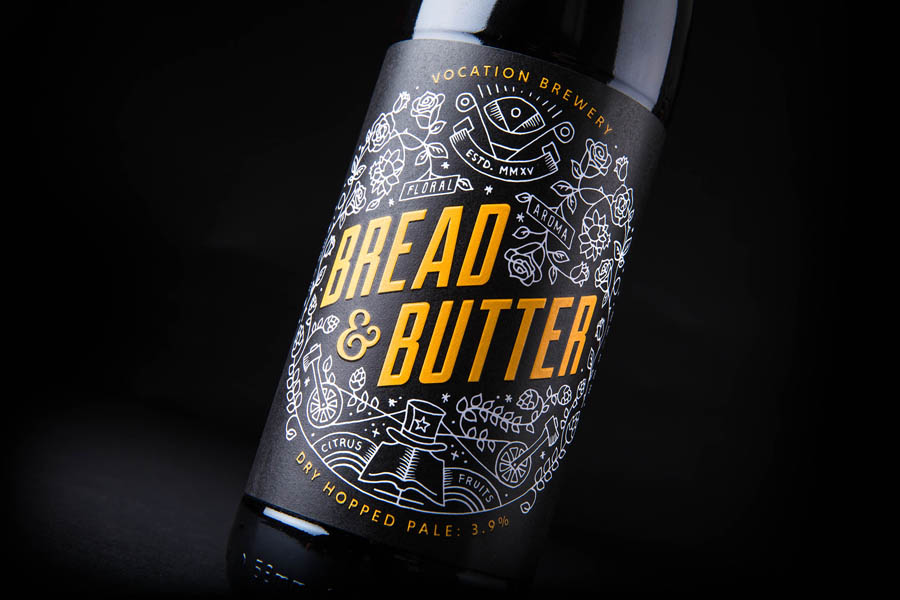 Illustrated packaging design by Robot Food for British craft beer brewery Vocation.