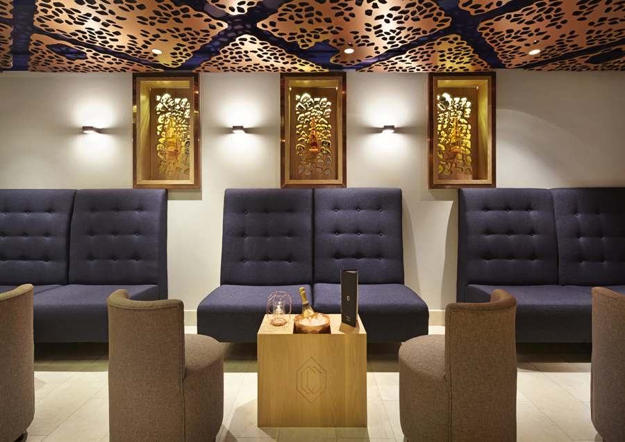 Monogram by Freytag Anderson and interior by Fraher Architects for champagne and cocktail bar at Hilton Park Lane, London