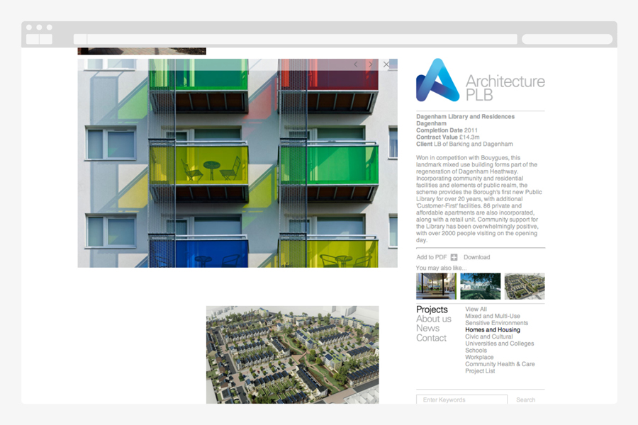 Logo and website designed by Sea for Winchester and London based Architecture PLB designed by Sea