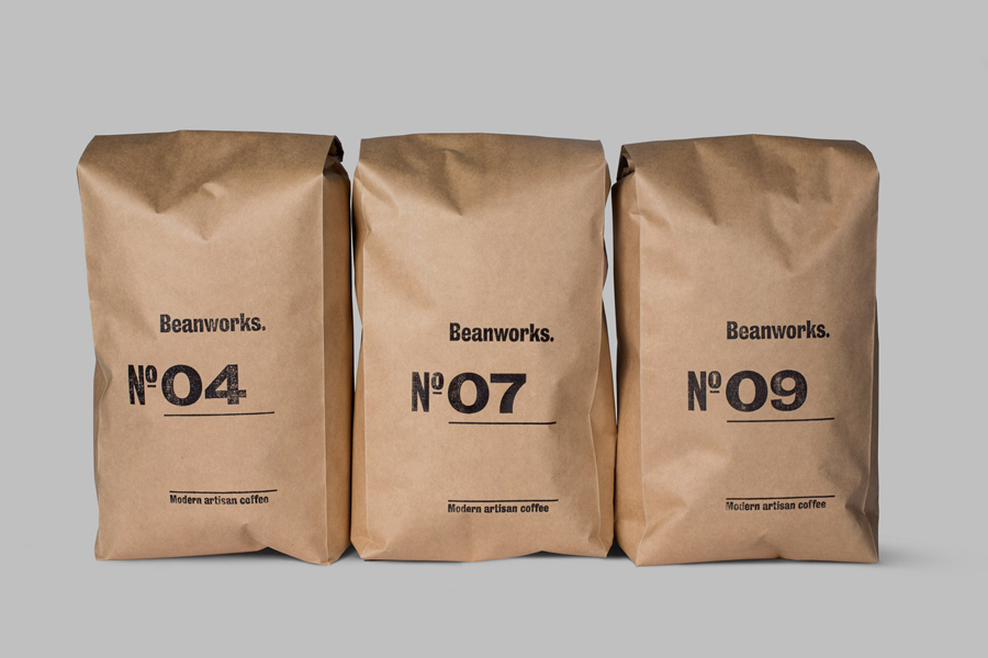 Brand Identity and packaging for Beanworks designed by Paul Belford