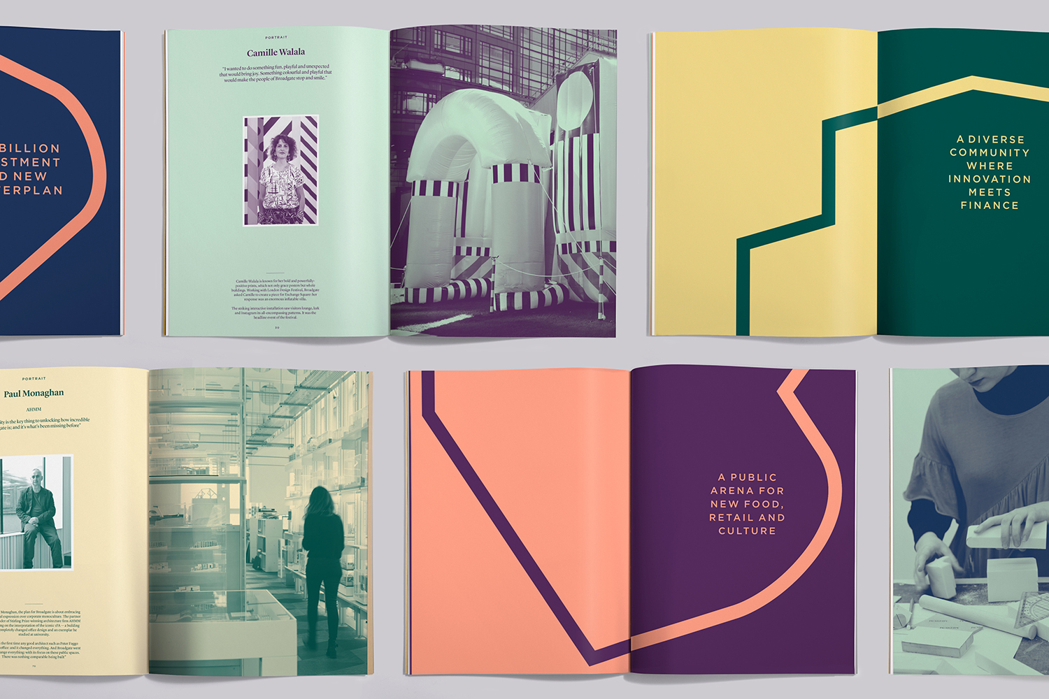 Logo, business cards, posters and tote bags designed by dn&co. for Broadgate, London
