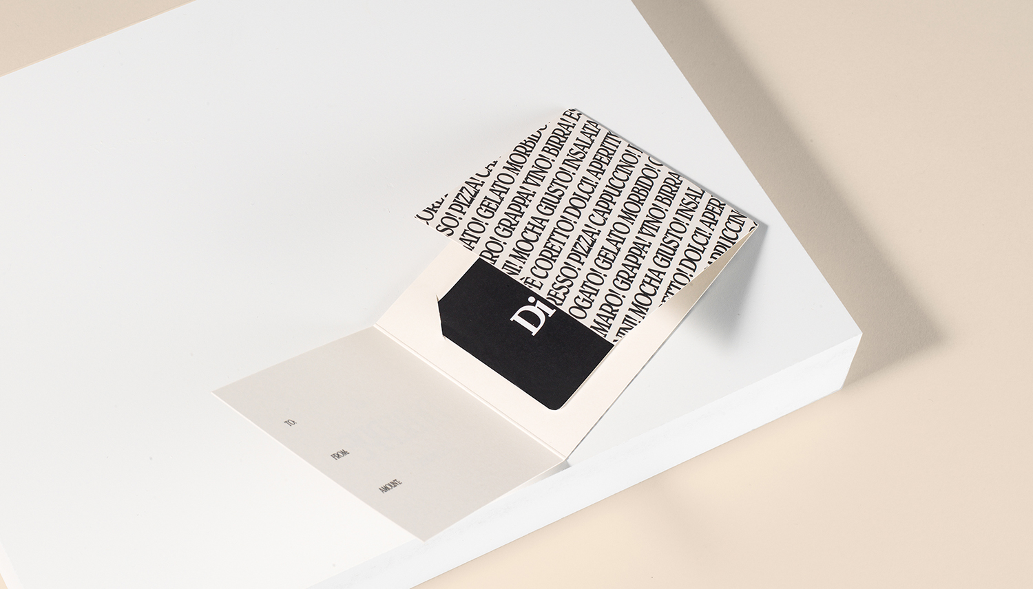 Logo and gift card design by Glasfurd & Walker for Italian caffé and ristorante Di Beppe