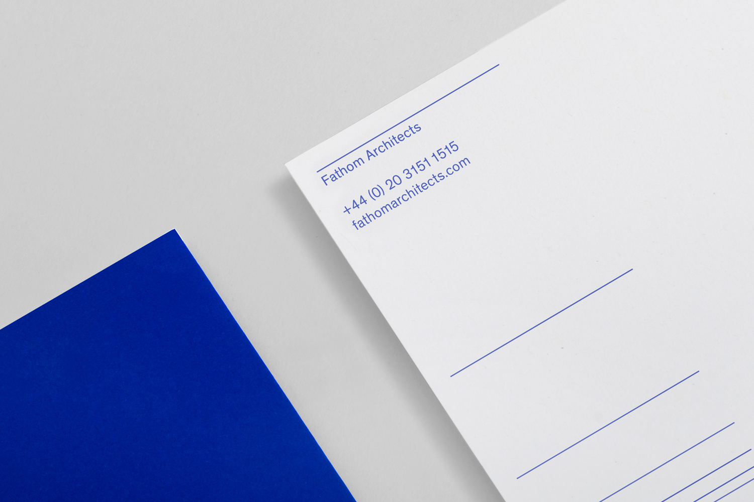 Brand identity and print for UK based Fathom Architects by dn&co.