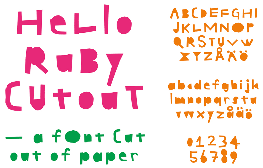 Custom, hand cut font by graphic design studio Kokoro & Moi for popular children's computing brand Hello Ruby