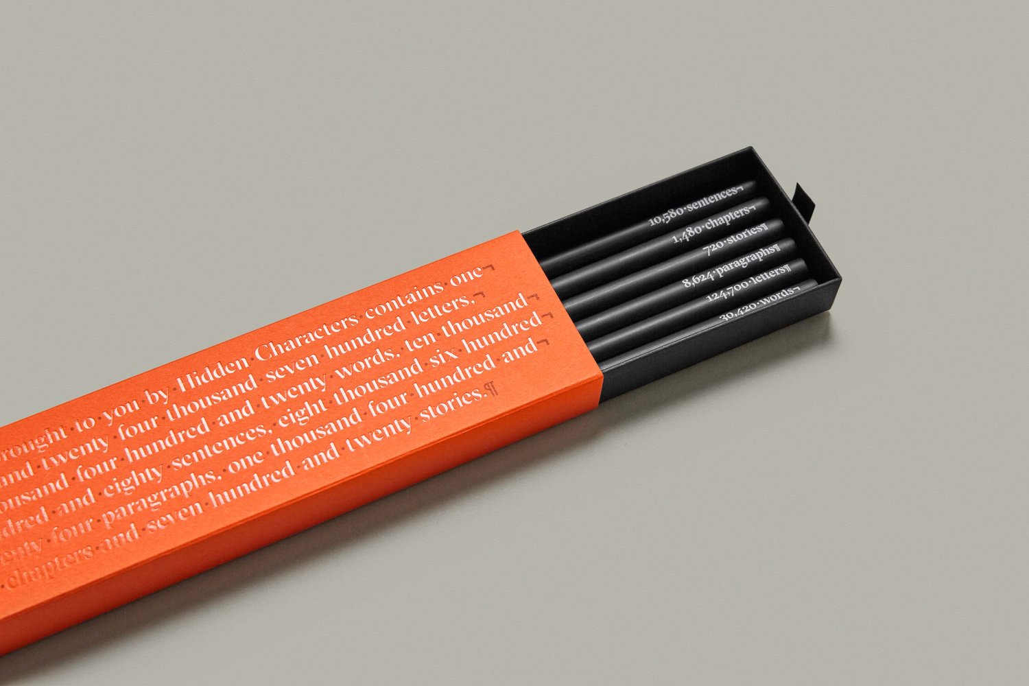 Brand identity, branded pencils and box for Sydney-based PR firm Hidden Characters by RE, Australia