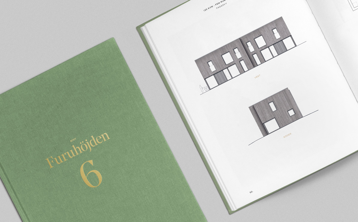 Brand identity and project brochures with fabric covers and gold block foil print finish for Scandinavian developer Innovation Properties by 25AH