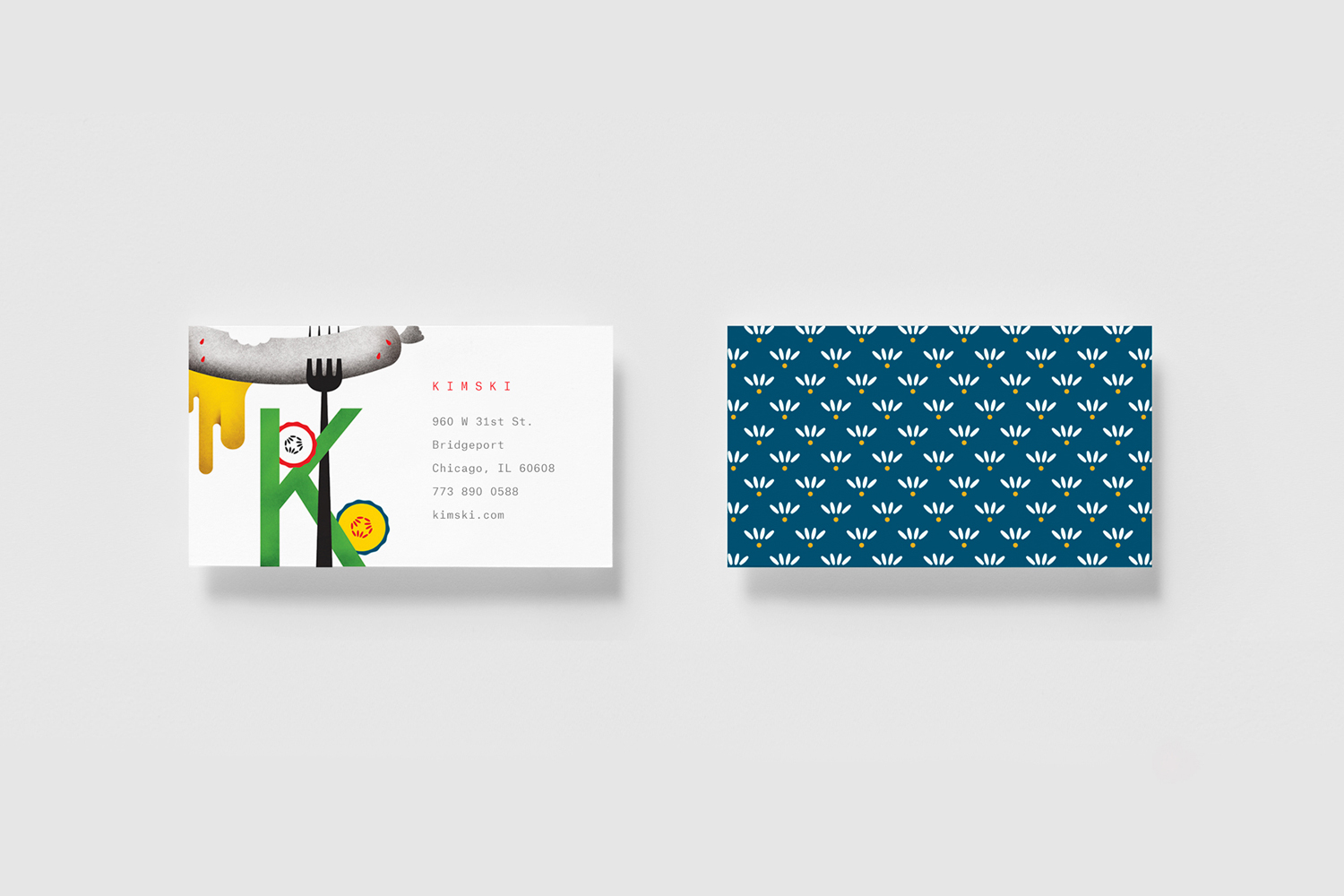 Brand identity, illustration and business cards by New York graphic design studio Franklyn for Chicago’s Korean Polish street food restaurant Kimski