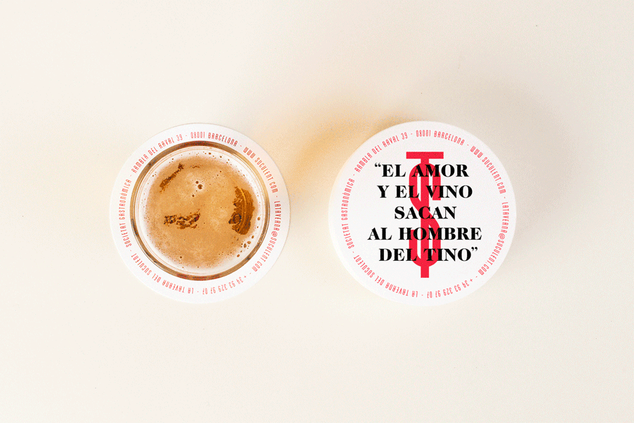 Logo and coasters designed by Comité for Spanish kitchen and bar La Taverna Del Suculent