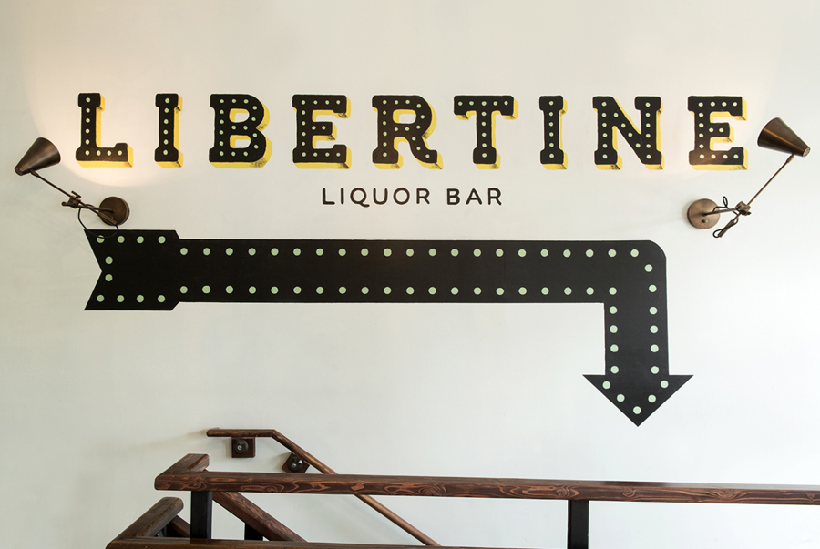 Visual identity and hand painted signage designed by CODO for Indianapolis liquor bar Libertine