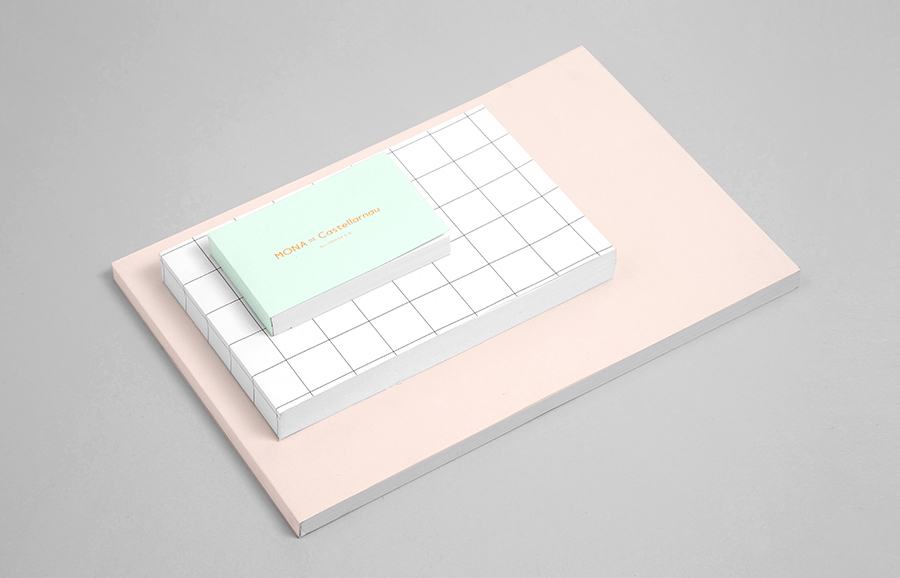 Copper foiled stationery for Mona De Castellarnau designed by Anagrama