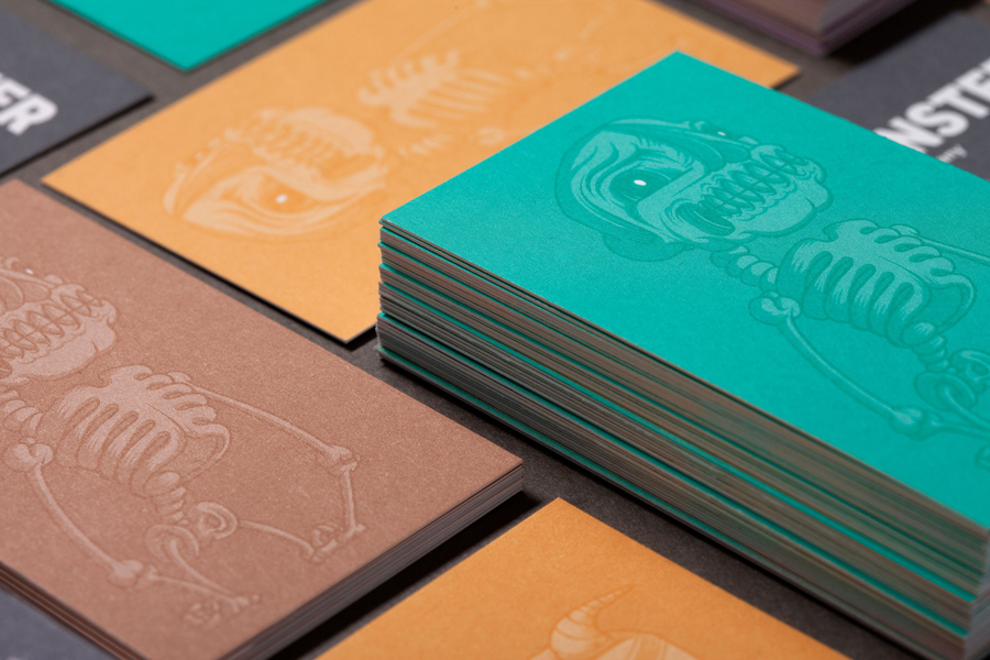 Illustrated business cards by Drew Millward and The Metric System for production company Monster