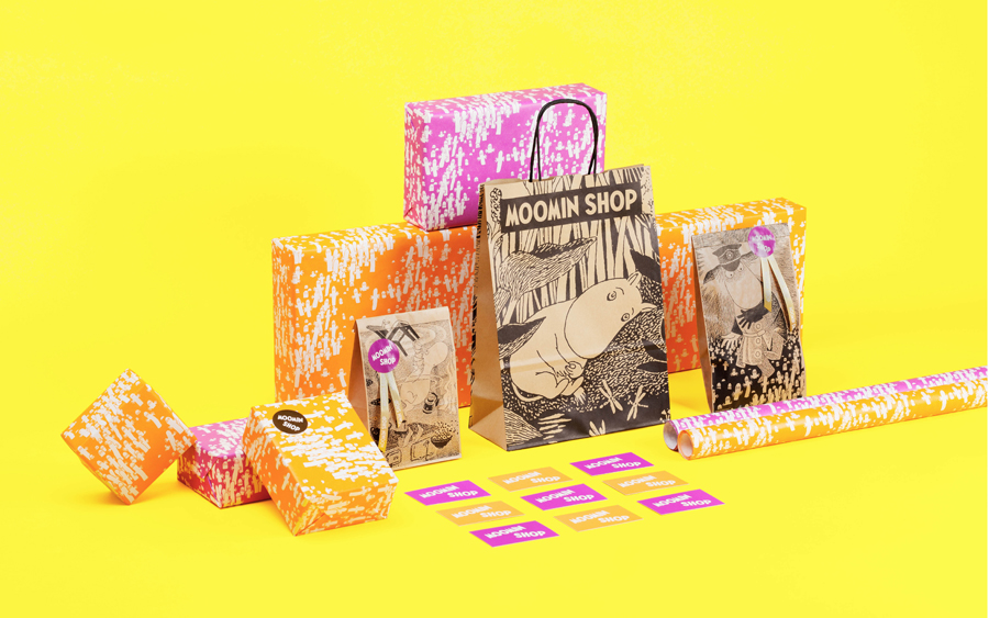 Packaging for Moomin Shop by graphic design studio Bond, Finland