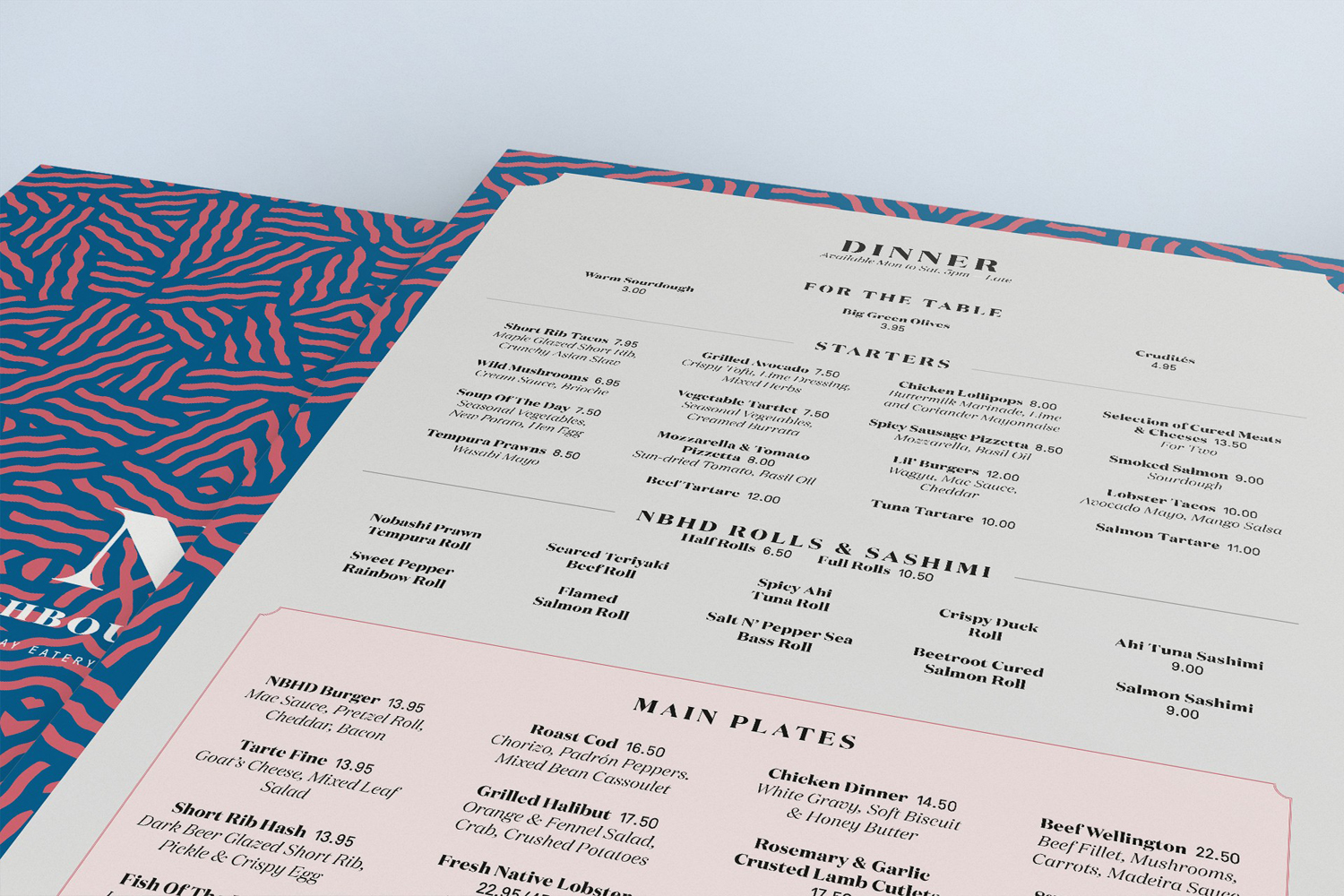 Brand identity and menu design for Manchester restaurant, bar and club Neighbourhood by Ahoy, United Kingdom