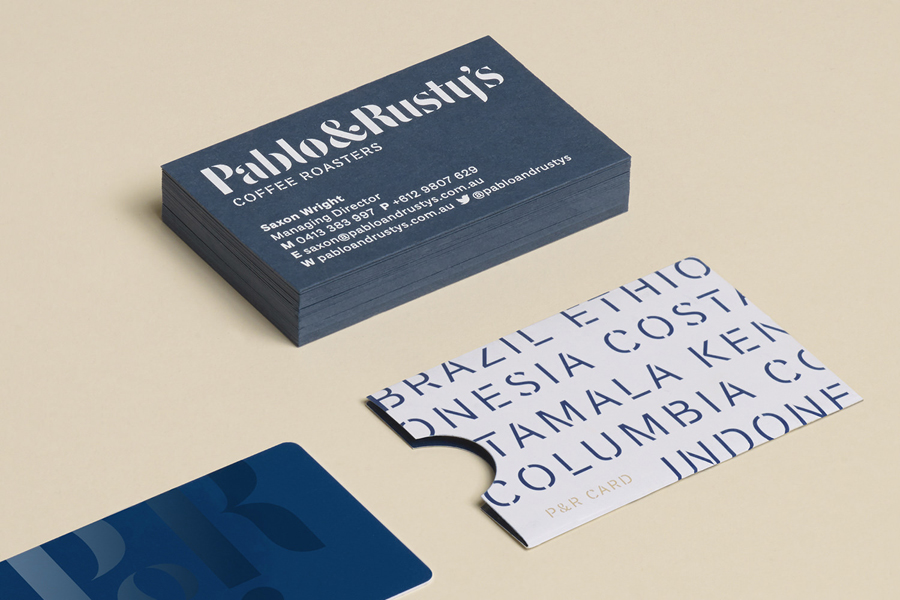 Business cards for Australian coffee roaster Pablo & Rustys by Manual