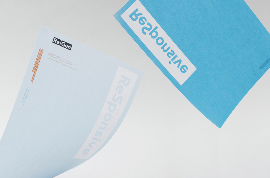 Logo and headed paper designed by Studio Brave for drug and alcohol treatment and education agency Regen