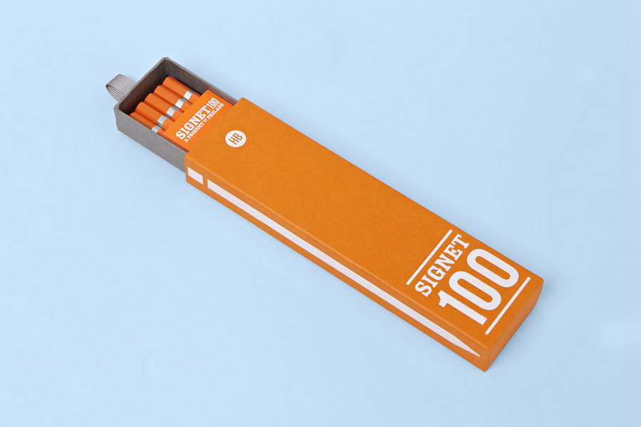 Pencil packaging and visual identity by Well Made Studio for high quality pencil range Signet 100