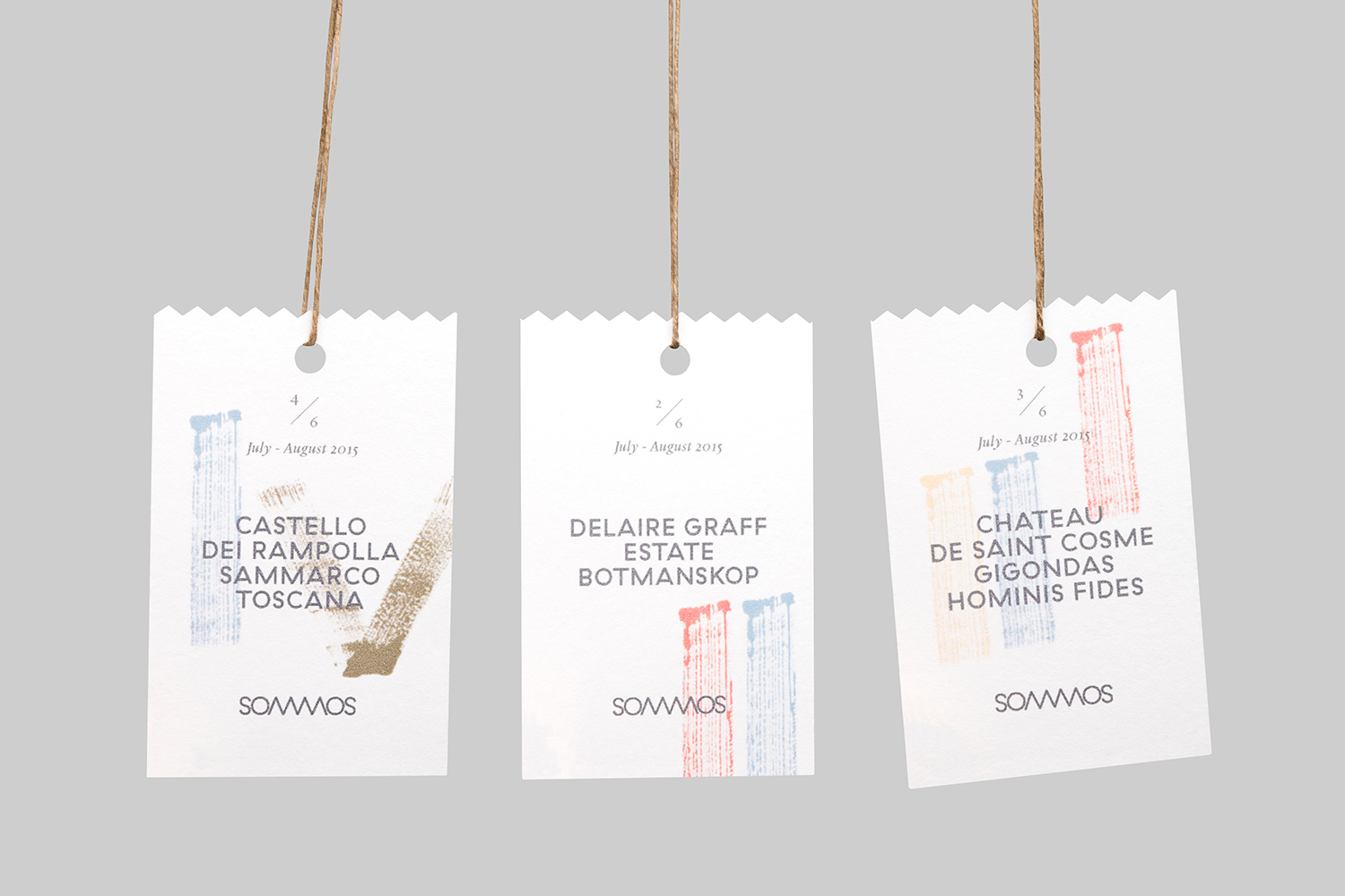 Brand identity and tags by Mucho for Dutch online wine subscription service Sommos