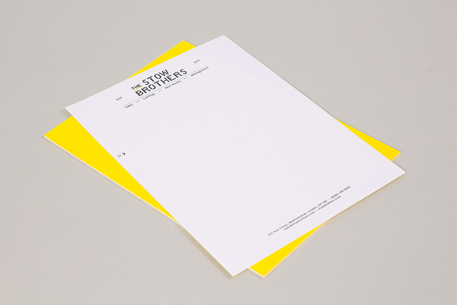 Letterhead design by Build for East London estate agent The Stow Brothers