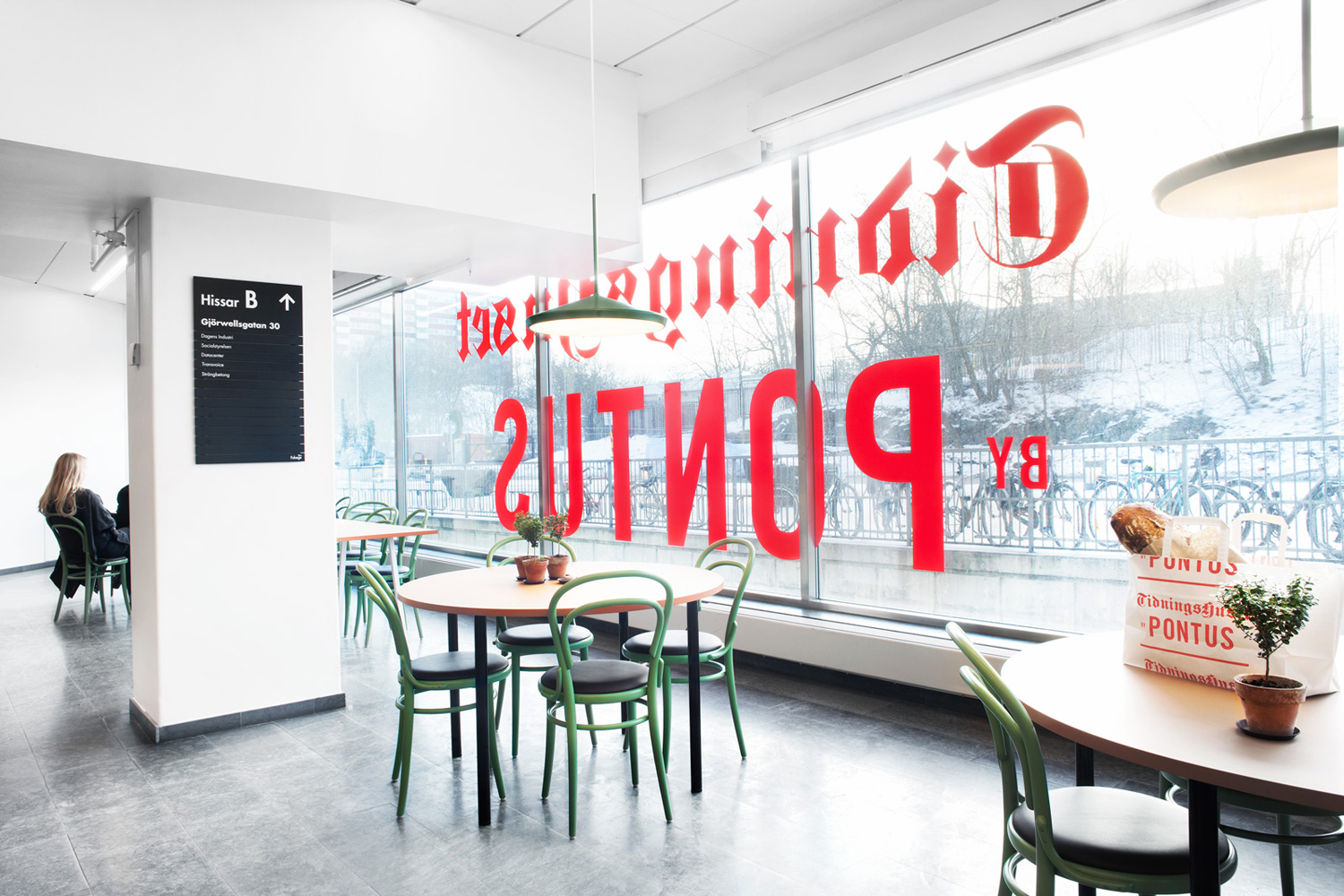 Brand identity and signage for Stockholm lunch restaurant Tidningshuset by Pontus by Bold, Sweden