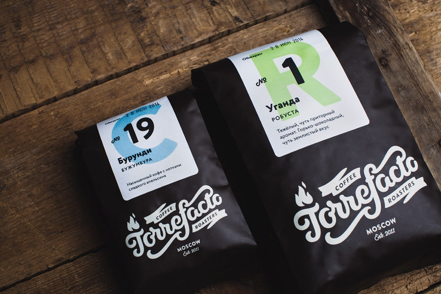 Packaging designed by Fork for Russian coffee roaster Torrefacto