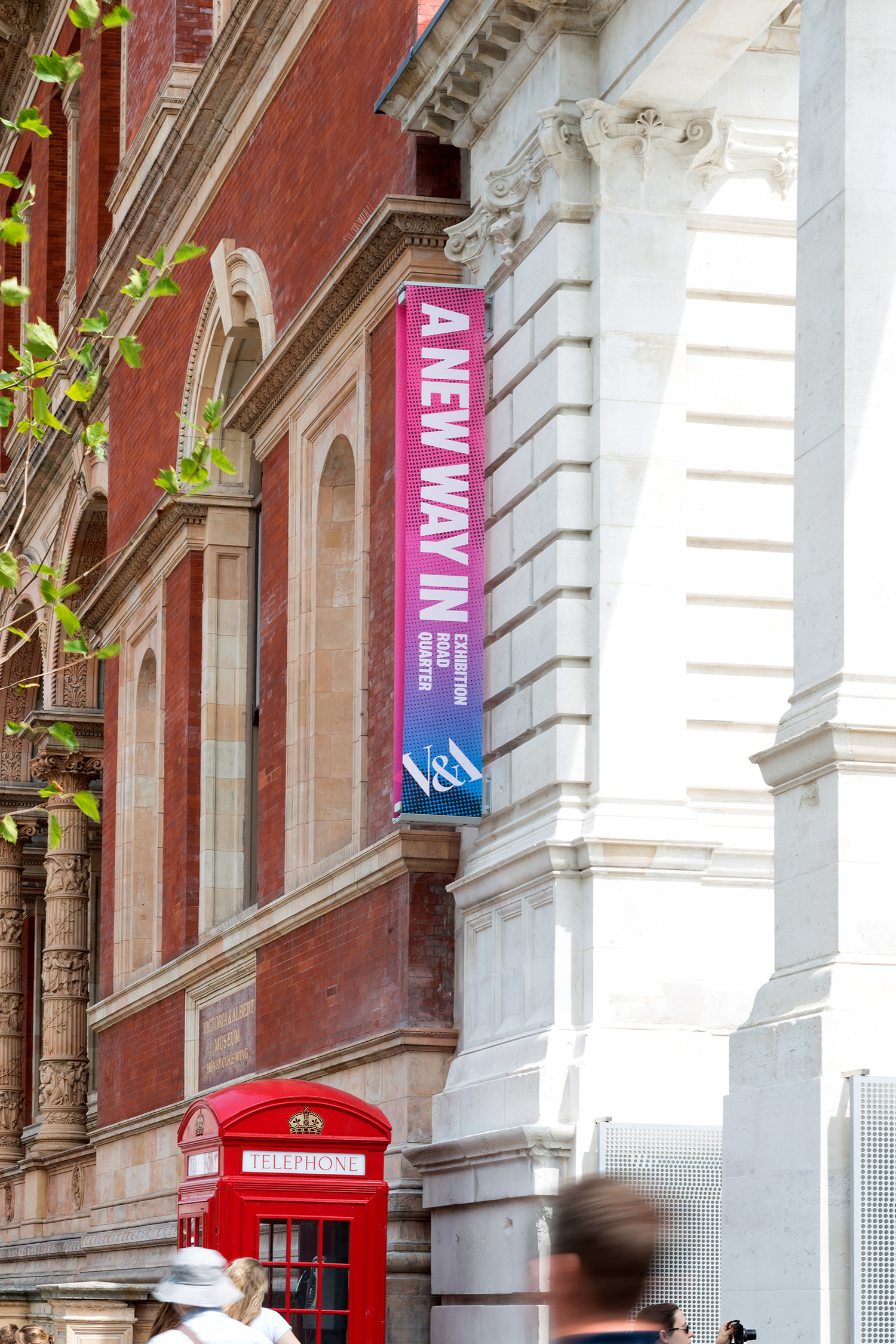 Banners designed by London-based dn&co. for the opening of the V&A's Exhibition Road Quarter