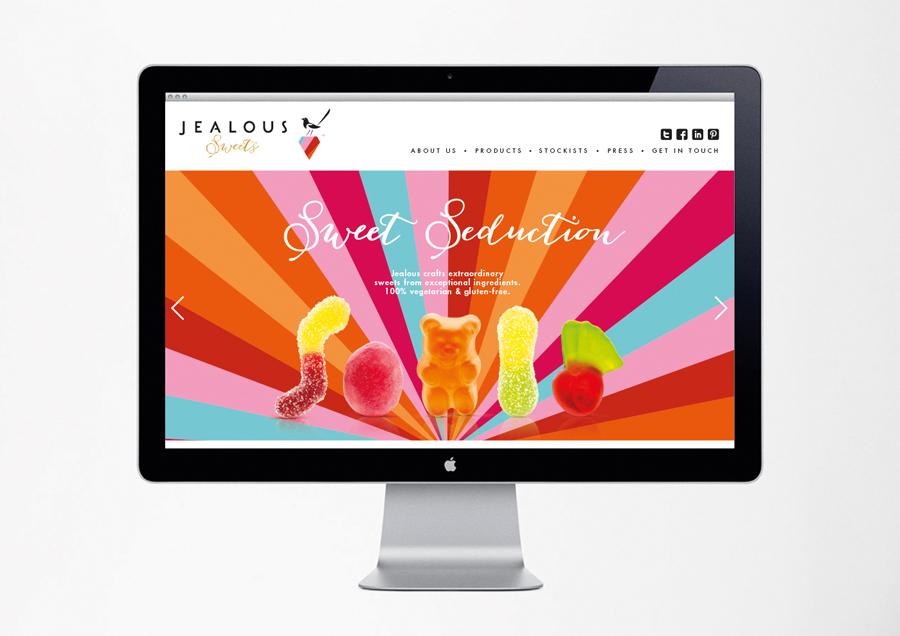 Website designed by B&B Studio for premium confectionery brand Jealous Sweets