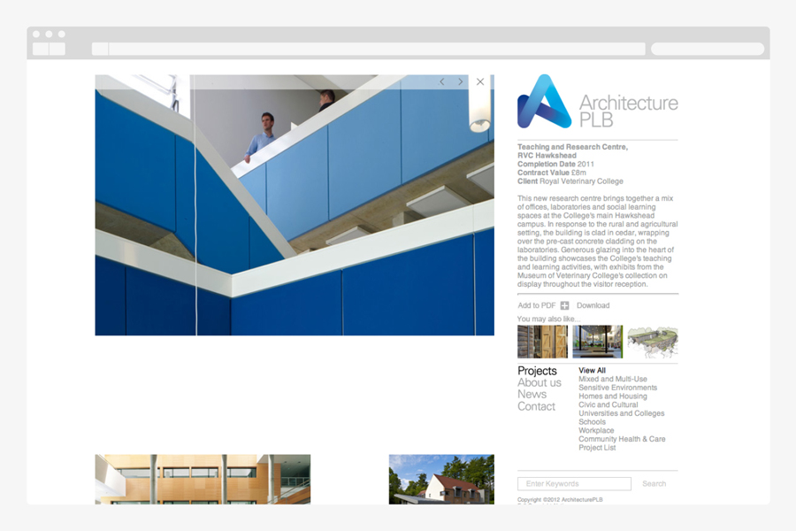 Logo and website designed by Sea for Winchester and London based Architecture PLB designed by Sea