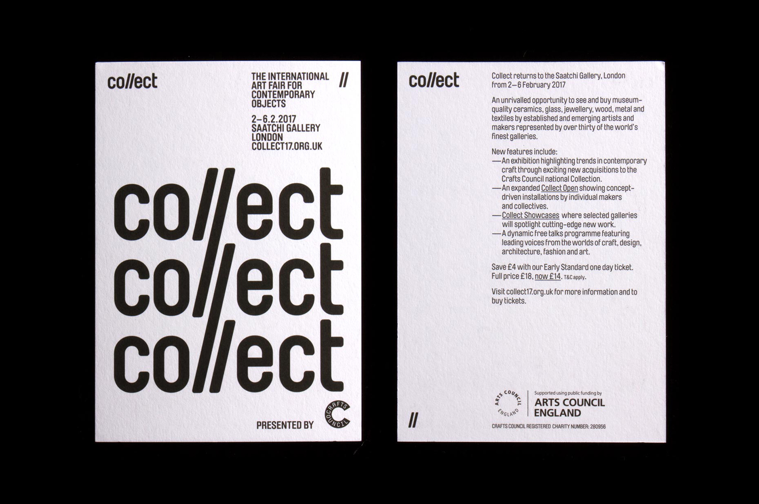 Brand identity and print for contemporary international art fair Collect, designed by Spin, London, UK