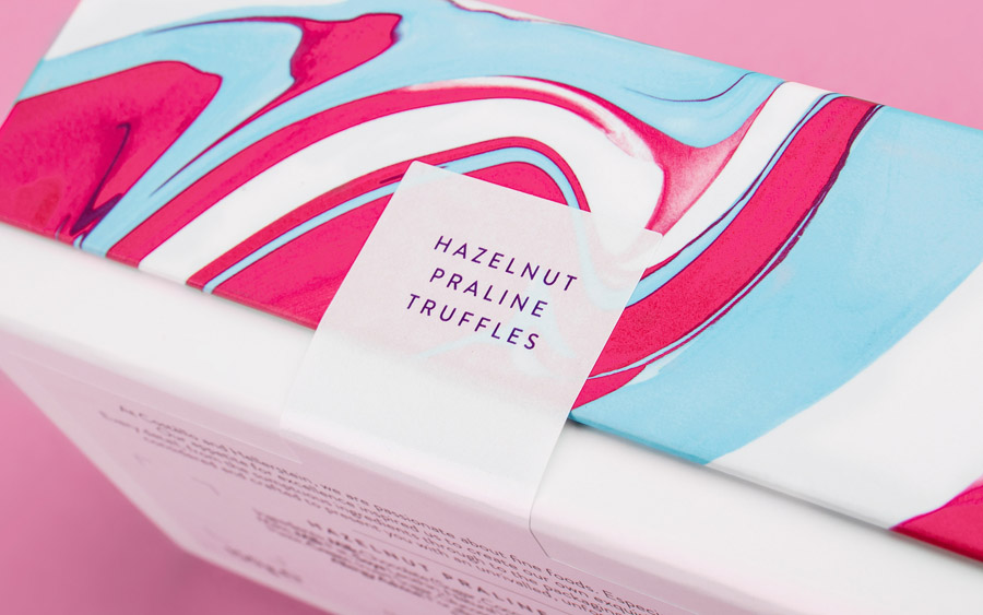 Packaging design by Robot Food for artisanal chocolate truffle business Costello + Hellerstein