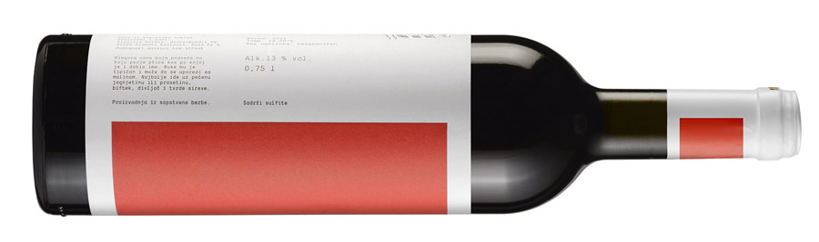 Wine label and packaging with spot colour and silver foil detail by Peter Gregson for Serbian wine producer Djurdjic Winery.